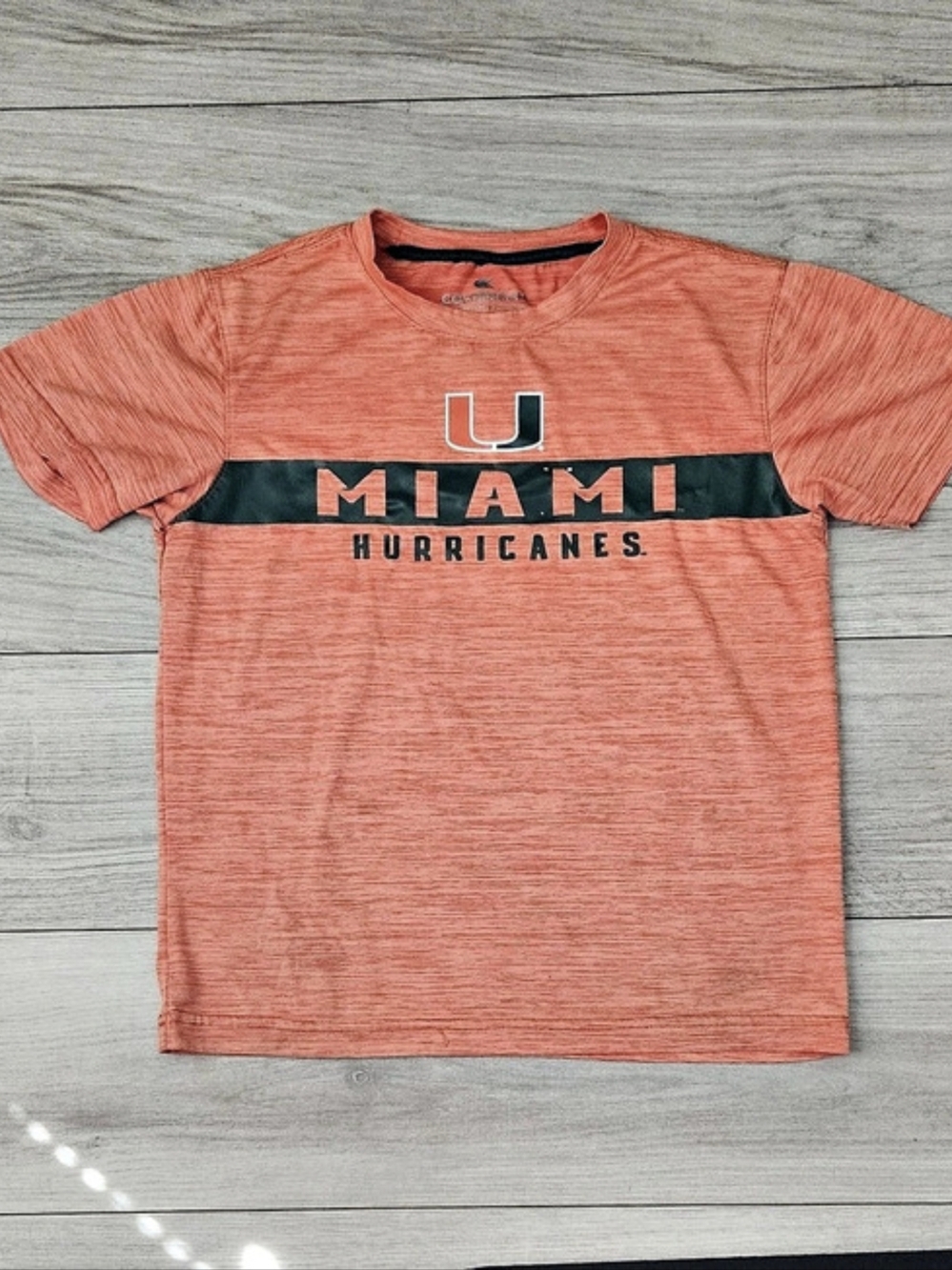 Colosseum Miami Hurricanes Youth Performance T-Shirt Medium 12-14 Orange Green